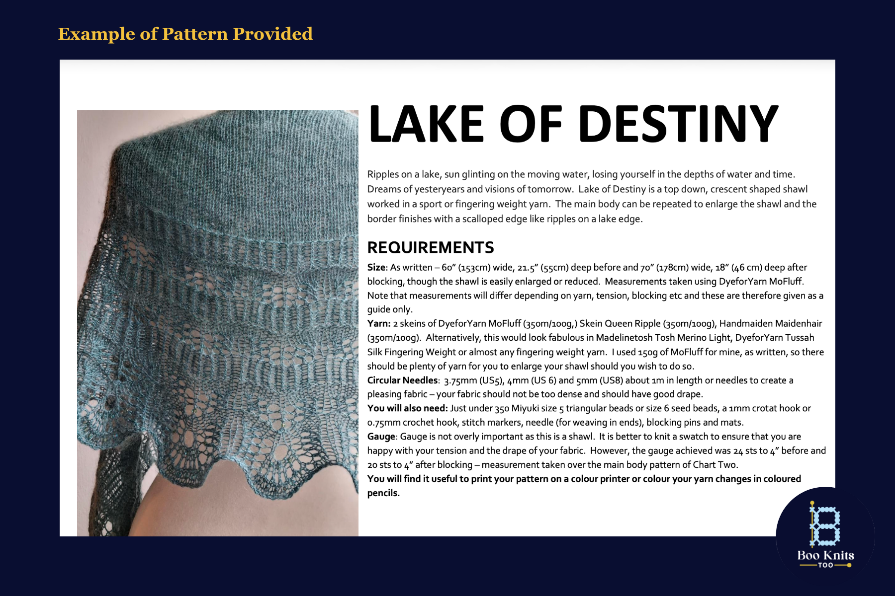 Lake of Destiny Shawl Knitting Kit