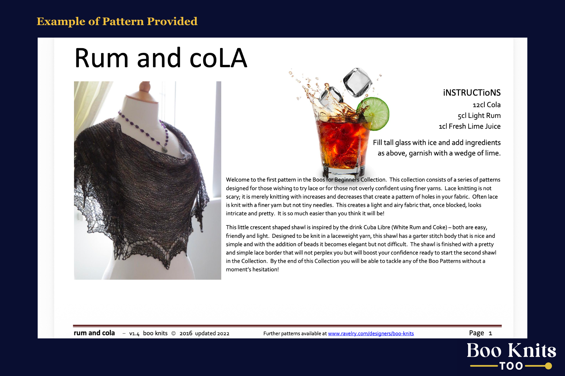 Rum and Cola Shawl Knitting Pattern